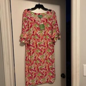 Colorful Floral Dress with Ruffle Sleeves